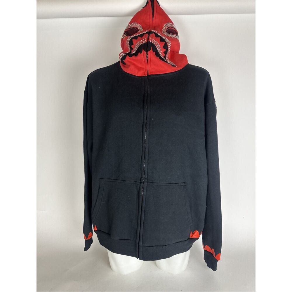 NWT Playerz 69 Black Red Mens Full Zipper Hoodie Fleece Sweatshirt Size XXL